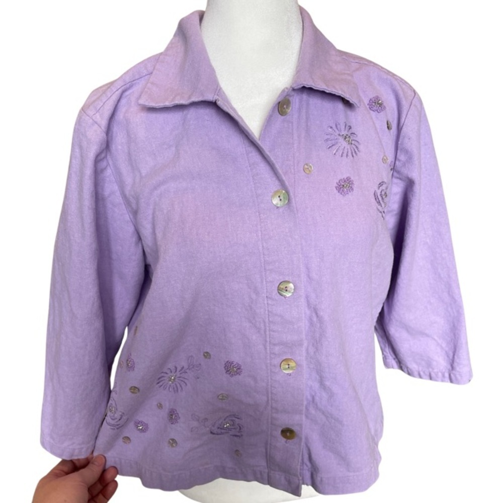 Christopher & Banks beautifully stitched button up with beading detail M